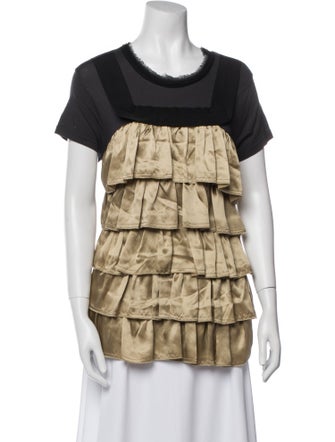 Lanvin Colorblock Pattern Scoop Neck T-Shirt