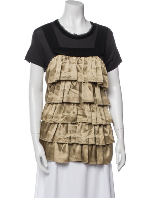 Lanvin Colorblock Pattern Scoop Neck T-Shirt