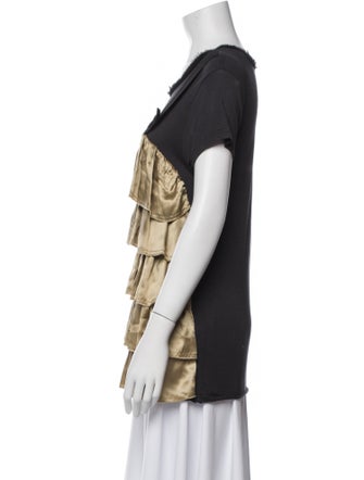 Lanvin Colorblock Pattern Scoop Neck T-Shirt