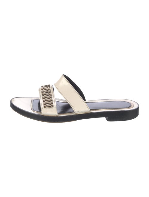 Lanvin Patent Leather Chain-Link Accents Slides