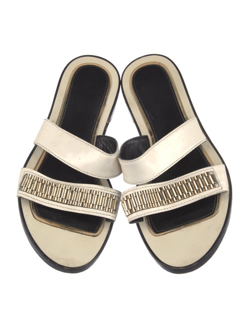 Lanvin Patent Leather Chain-Link Accents Slides