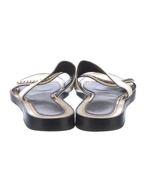 Lanvin Patent Leather Chain-Link Accents Slides