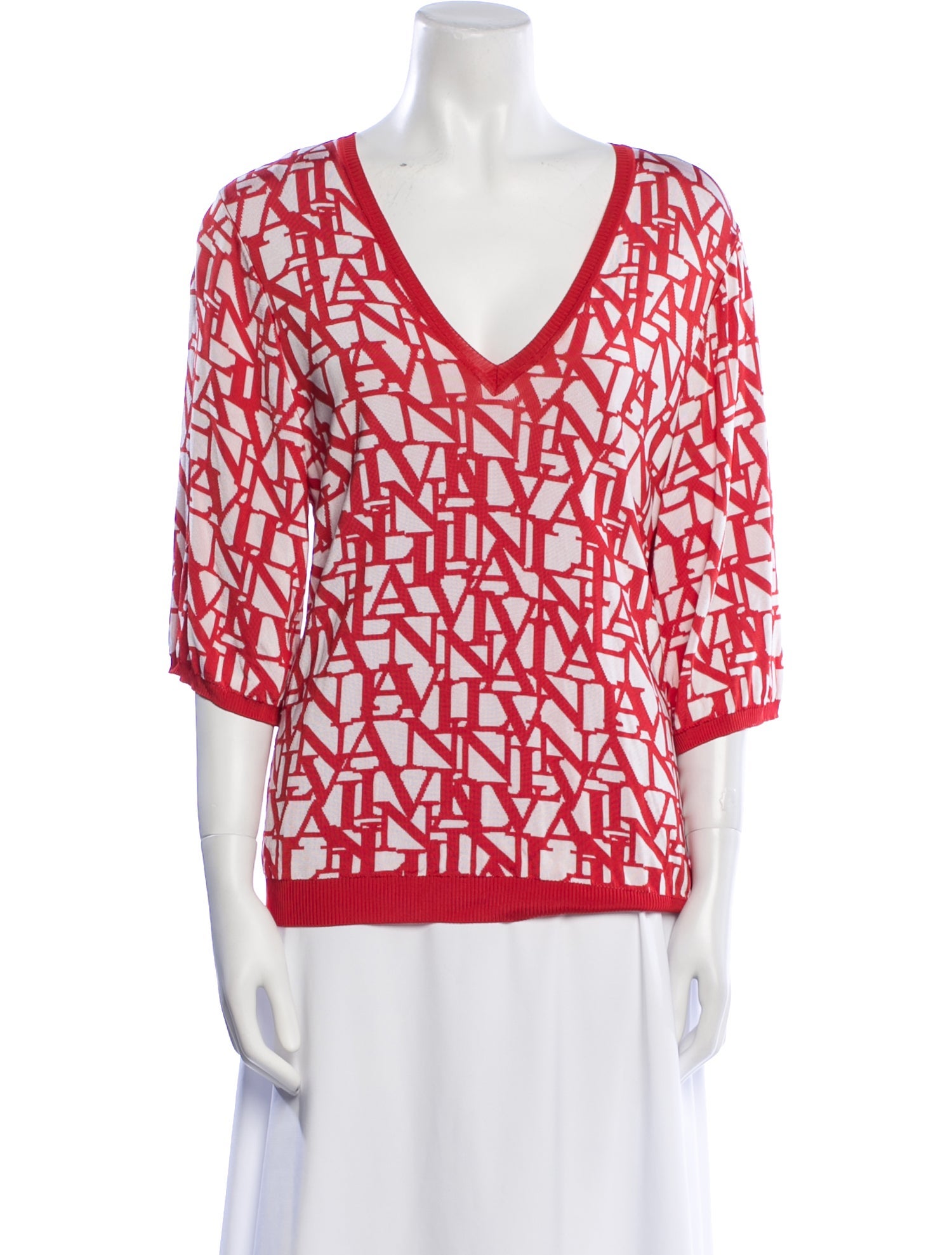 Lanvin Printed V-Neck Sweater