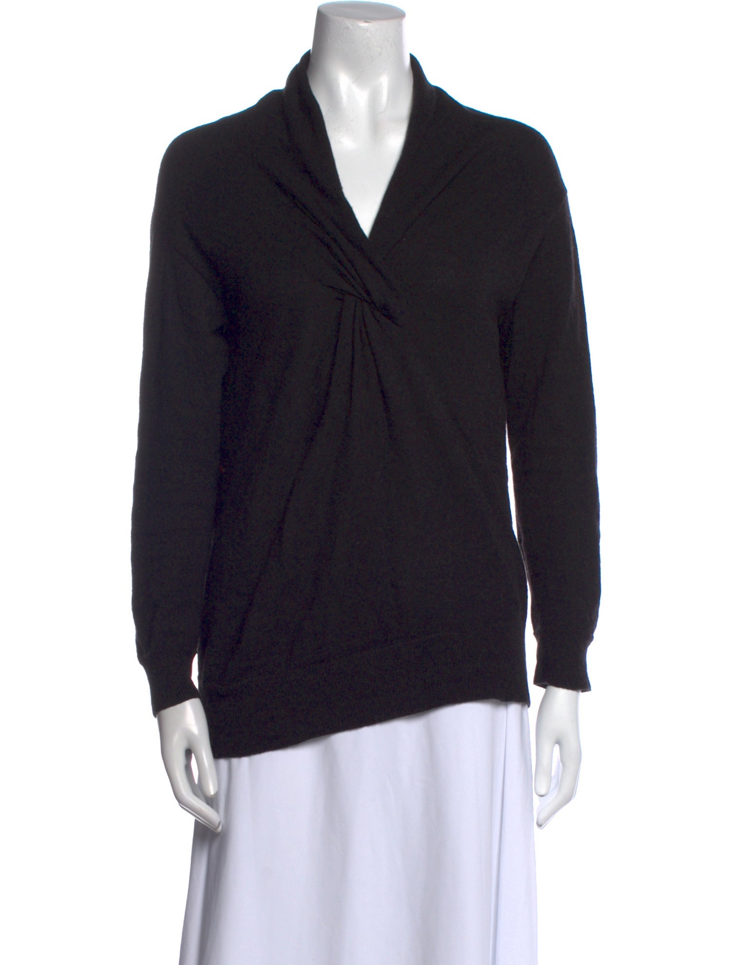 Lanvin Camel Leather V-Neck Sweater