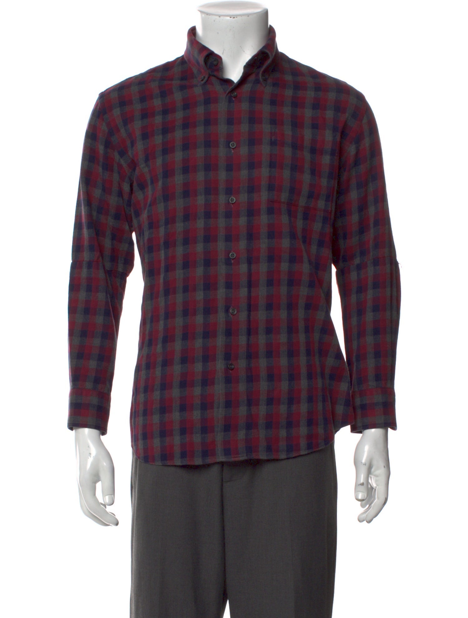 Lanvin Plaid Print Long Sleeve Shirt