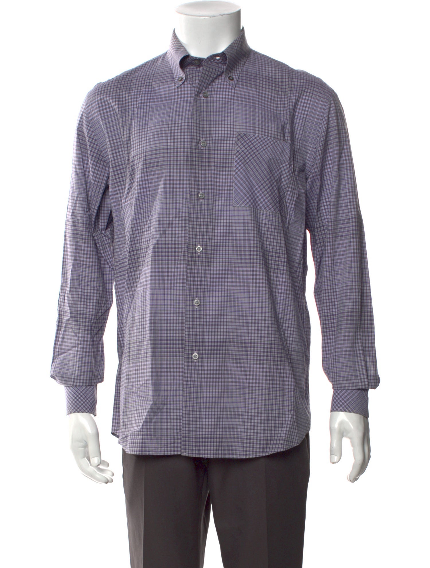 Lanvin Plaid Print Long Sleeve Dress Shirt