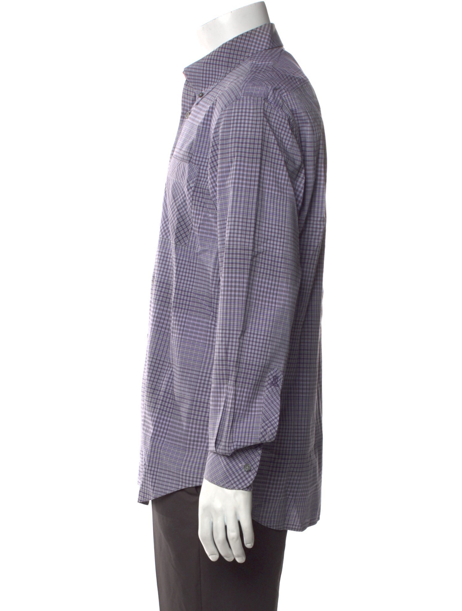 Lanvin Plaid Print Long Sleeve Dress Shirt