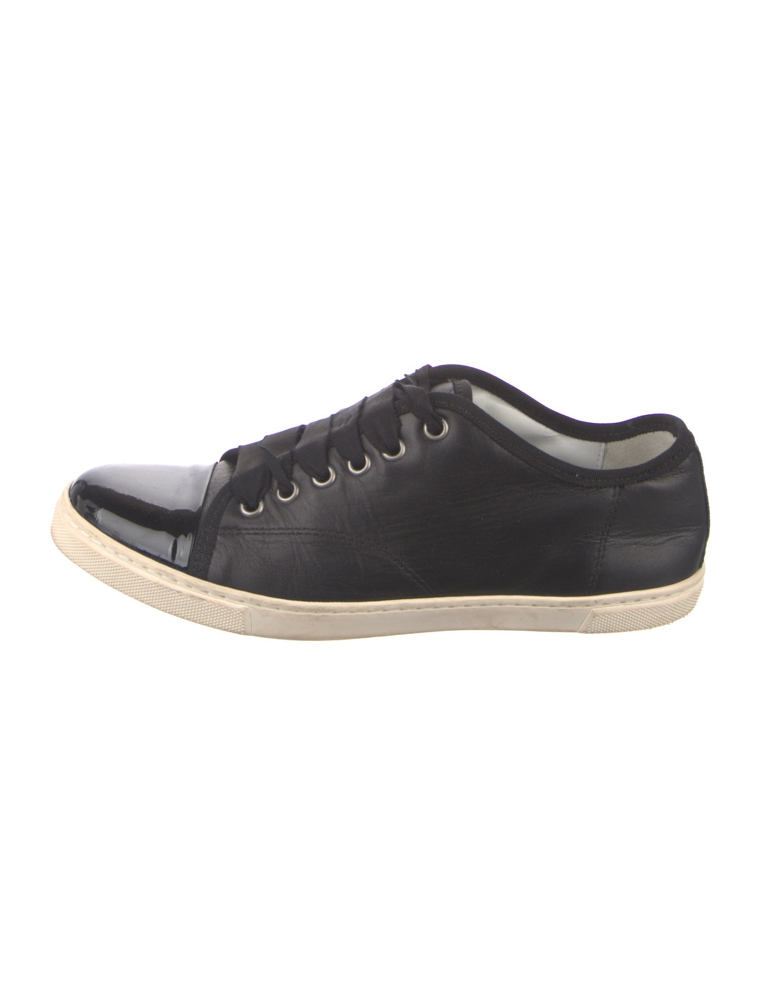 Lanvin Leather Grosgrain Trim Sneakers