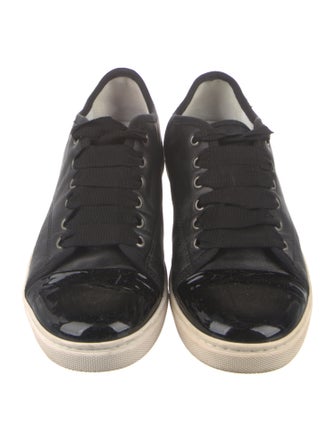 Lanvin Leather Grosgrain Trim Sneakers
