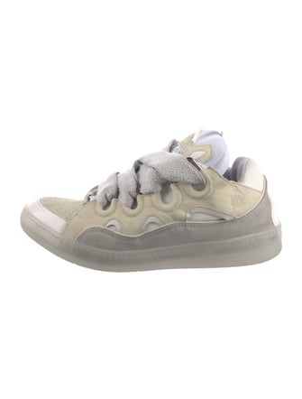 Lanvin Suede Colorblock Pattern Sneakers