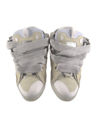 Lanvin Suede Colorblock Pattern Sneakers