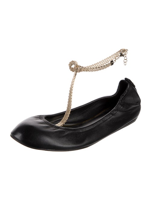 Lanvin Leather Chain-Link Accents Ballet Flats