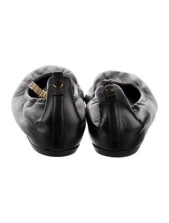 Lanvin Leather Chain-Link Accents Ballet Flats