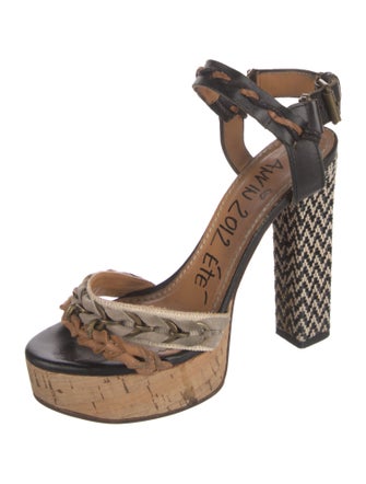 Lanvin Leather Animal Print Sandals