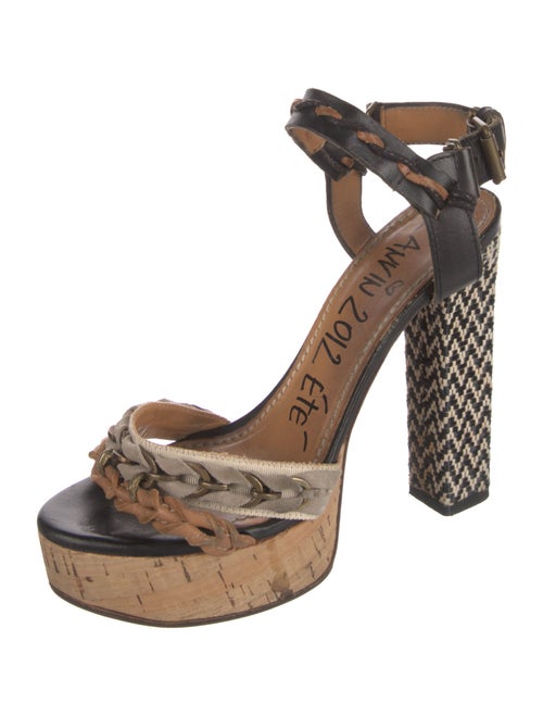Lanvin Leather Animal Print Sandals