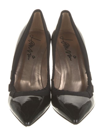 Lanvin Patent Leather Grosgrain Trim Pumps