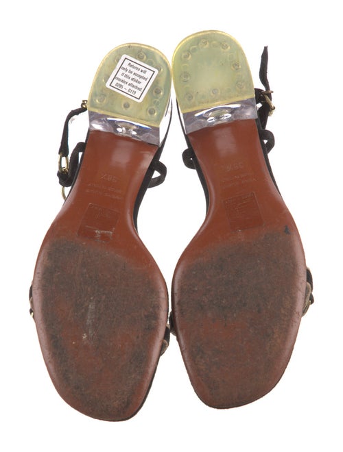 Lanvin Suede Chain-Link Accents T-Strap Sandals