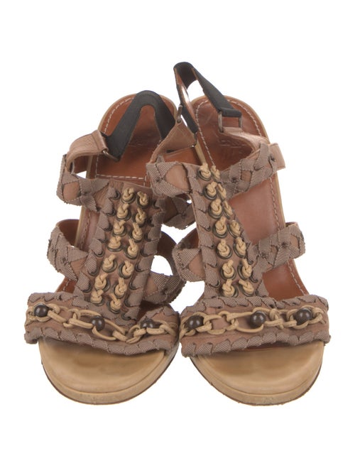 Lanvin Leather Animal Print Slingback Sandals