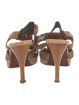 Lanvin Leather Animal Print Slingback Sandals