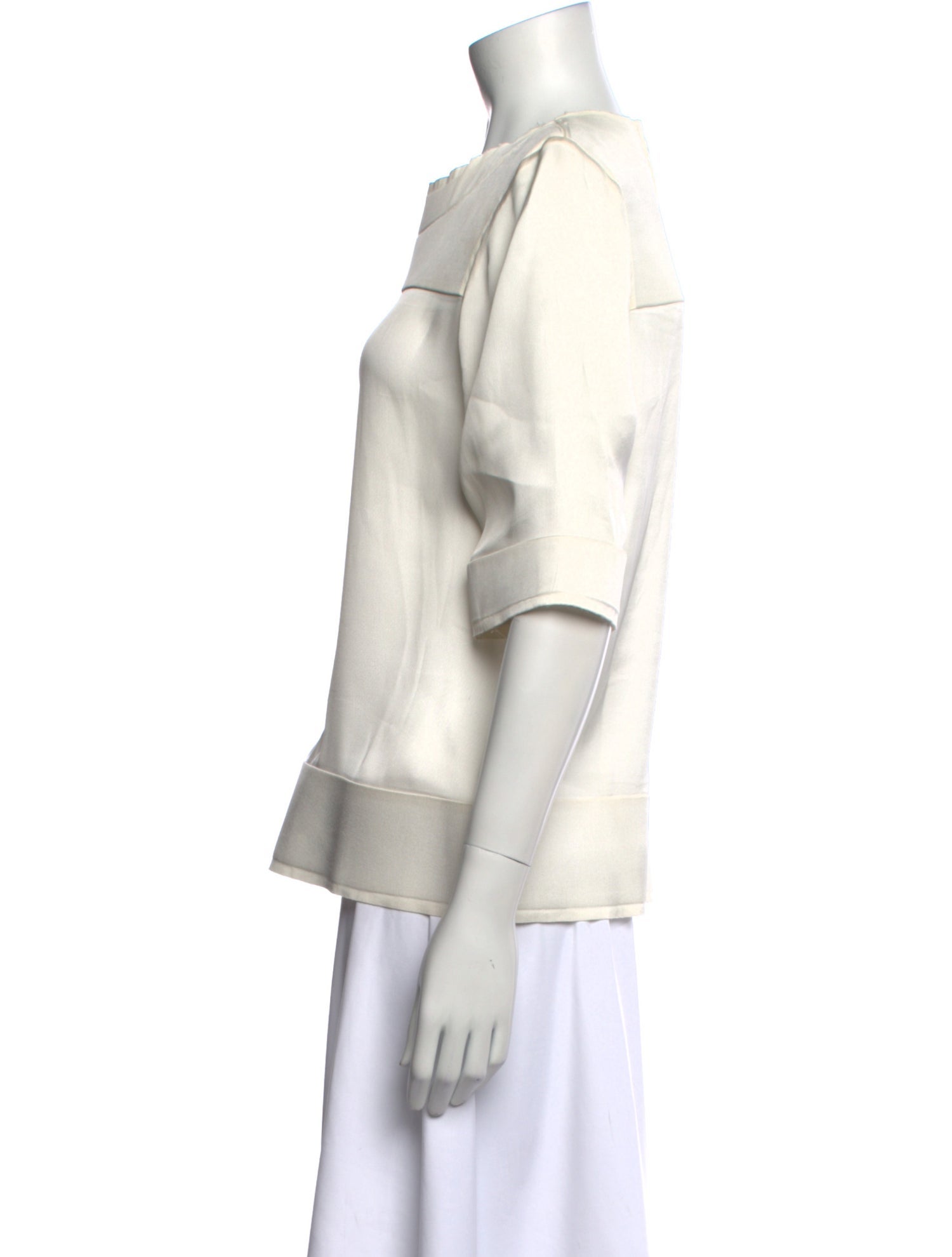 Lanvin Crew Neck Three-Quarter Sleeve Blouse