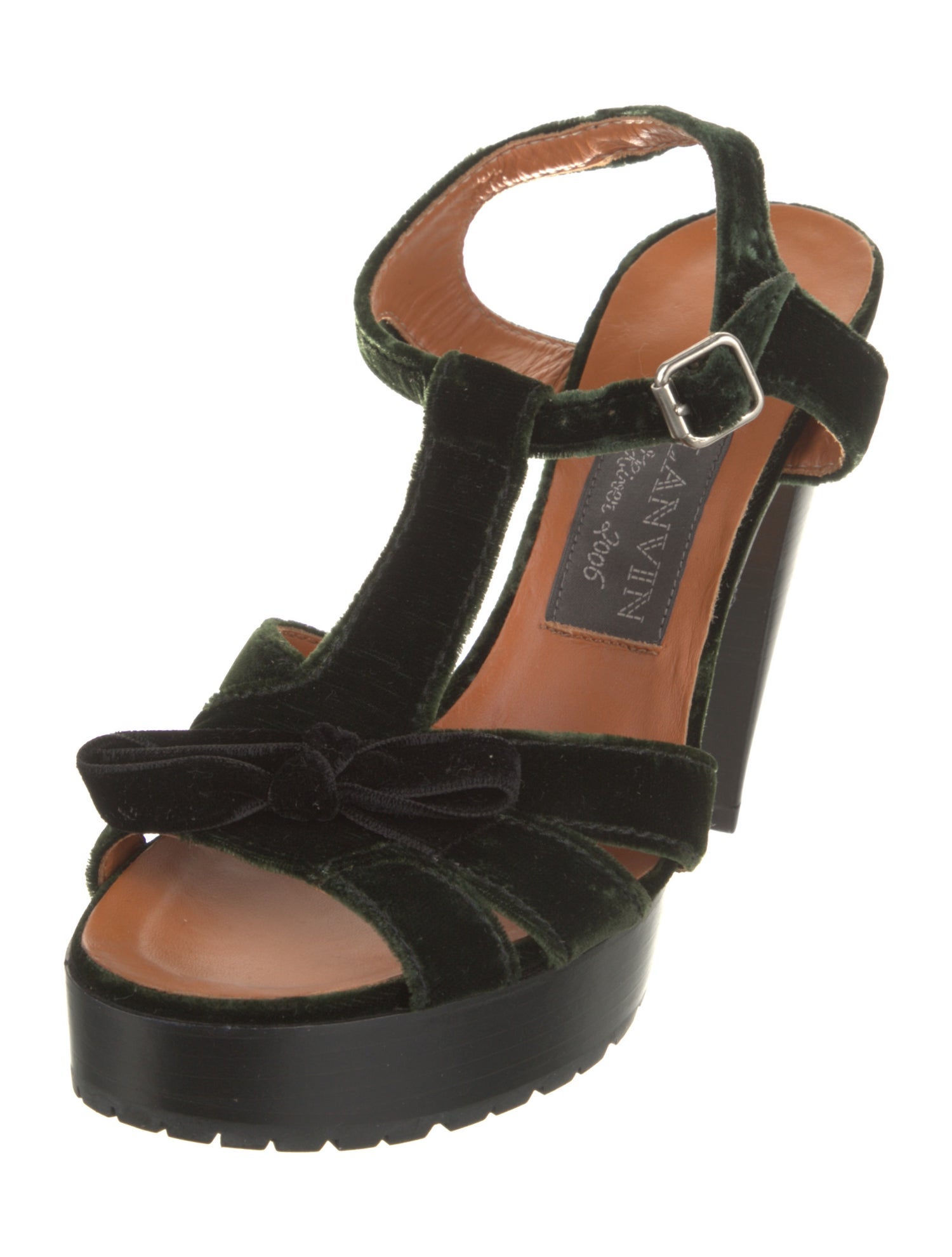 Lanvin Velvet T-Strap Sandals