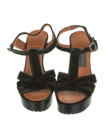 Lanvin Velvet T-Strap Sandals