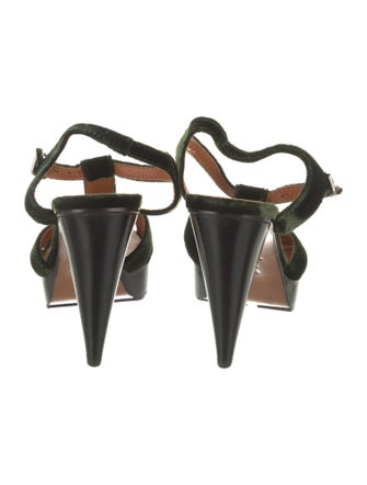 Lanvin Velvet T-Strap Sandals