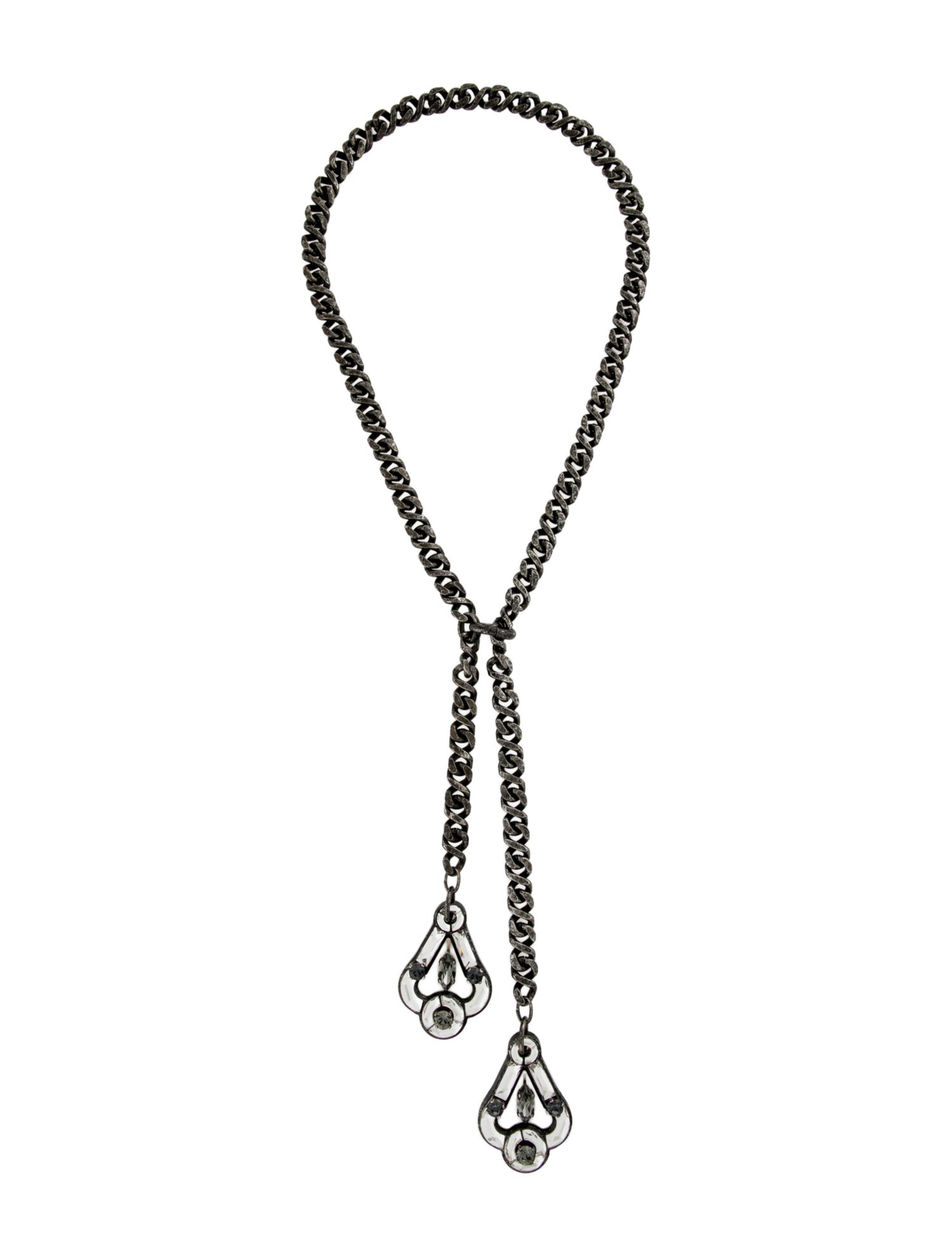 Crystal & Glass Chain Link Bolo Necklace