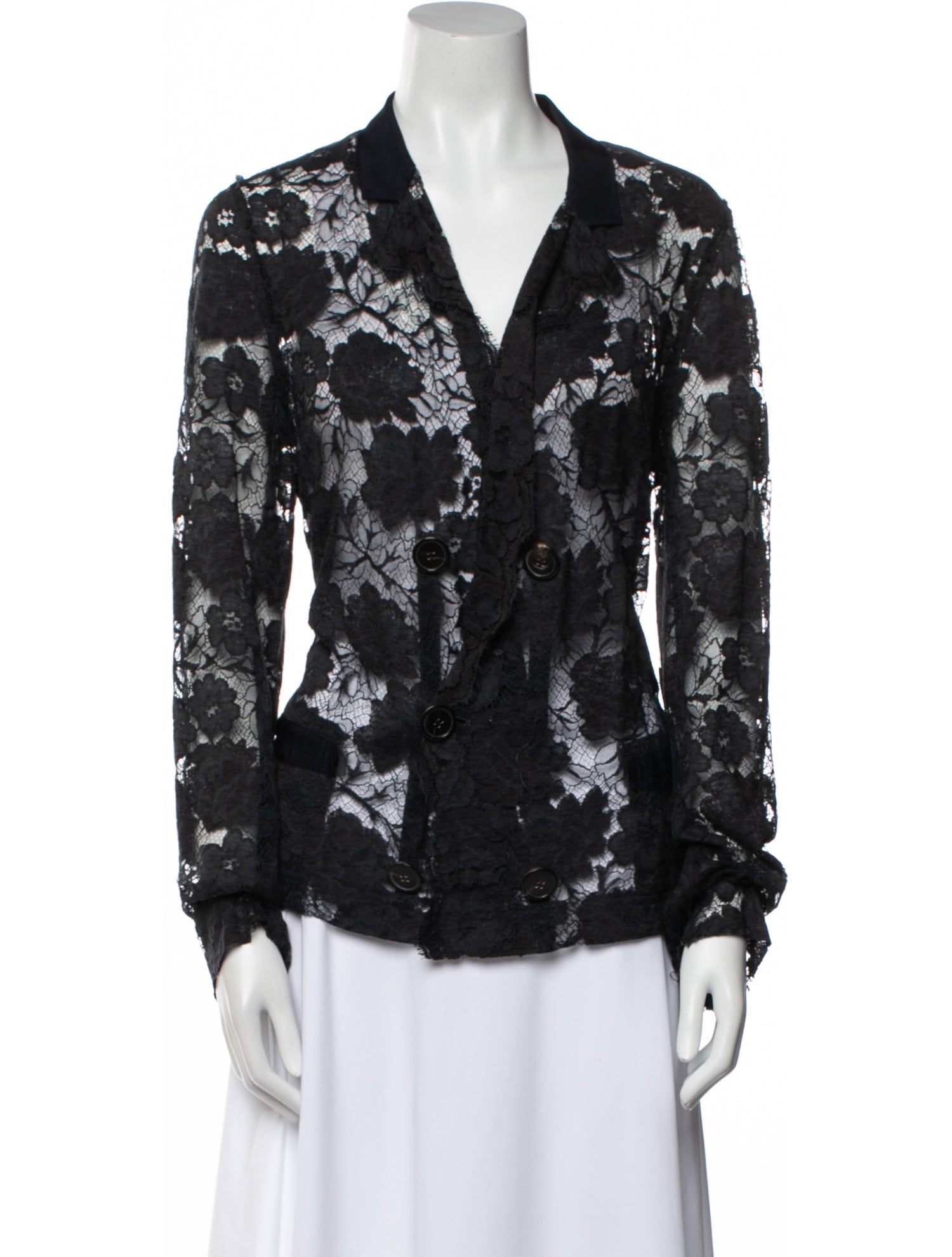 Lanvin Virgin Wool Lace Pattern Blouse