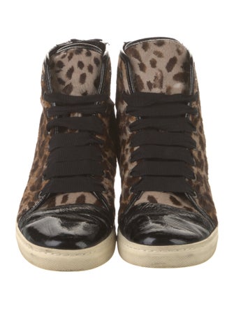 Lanvin Ponyhair Animal Print Sneakers