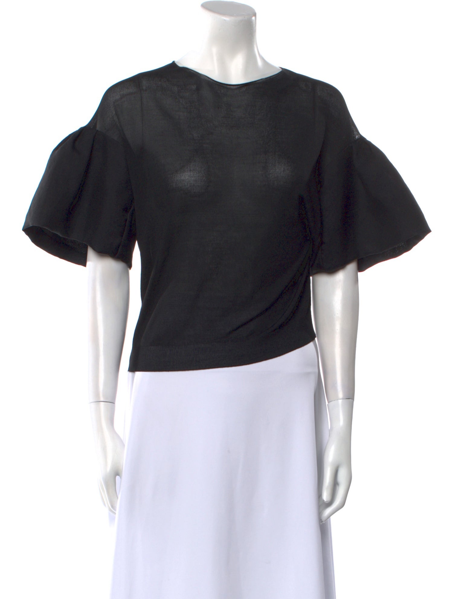 Lanvin Silk Bateau Neckline Crop Top