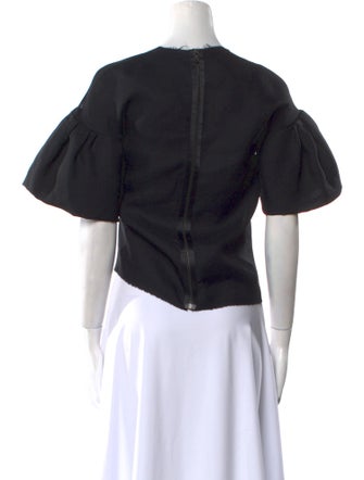 Lanvin Silk Bateau Neckline Crop Top