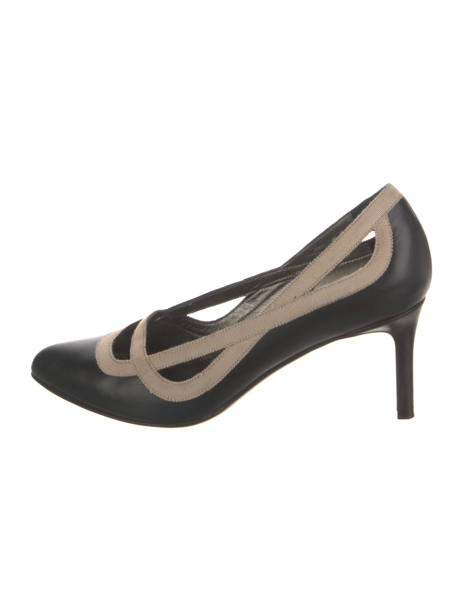 Lanvin Leather Grosgrain Trim Pumps