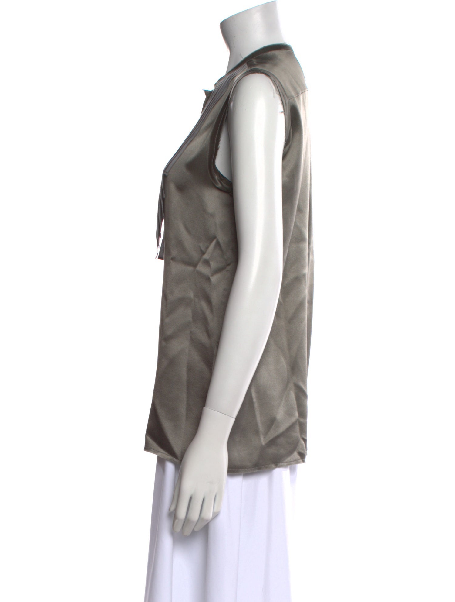 Lanvin Silk Crew Neck Button-Up Top