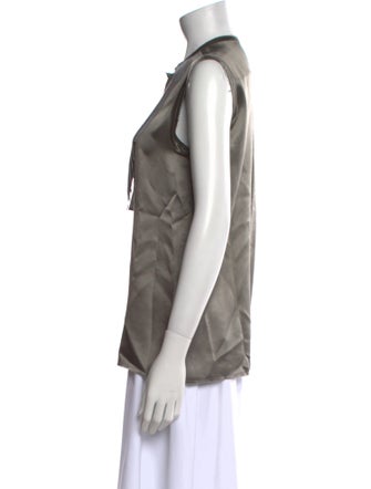 Lanvin Silk Crew Neck Button-Up Top