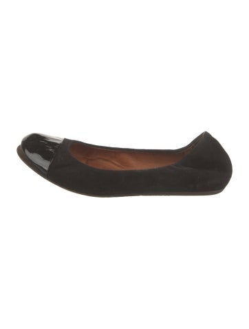 Pre-owned Lanvin Suede Animal Print Ballet Flats In Black
