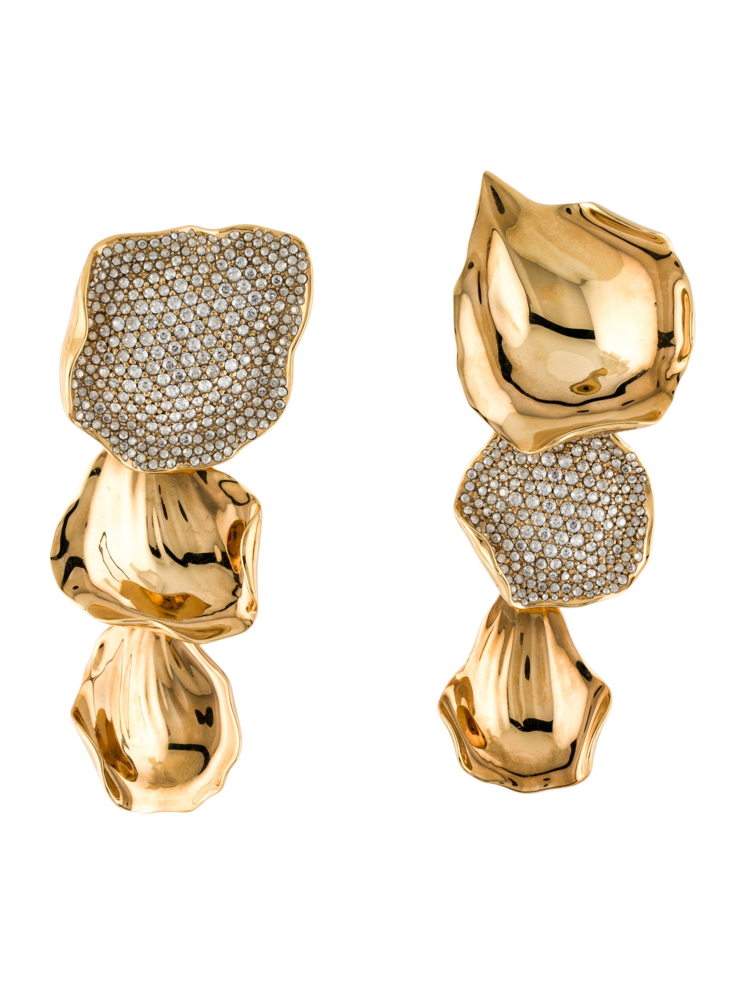 Lanvin Crystal Petal Clip-On Drop Earrings