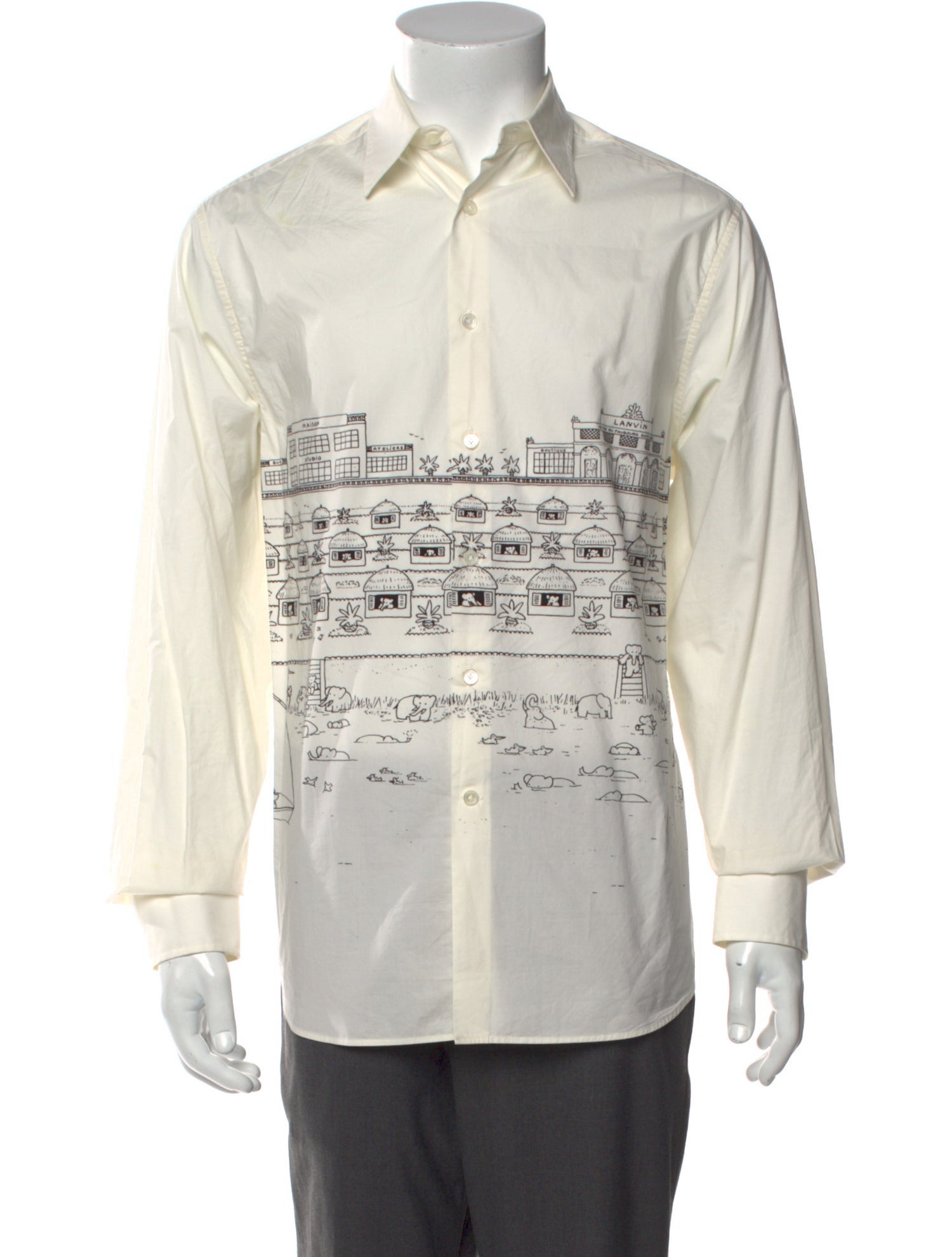 Lanvin Graphic Print Long Sleeve Shirt