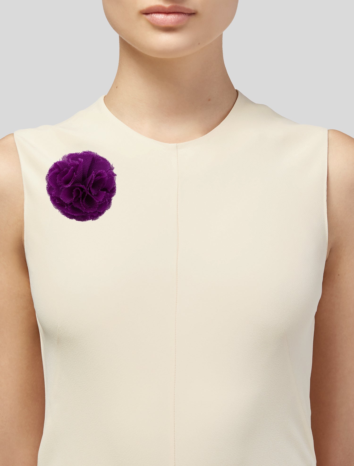 Lanvin Fabric& Leather Flower Brooch
