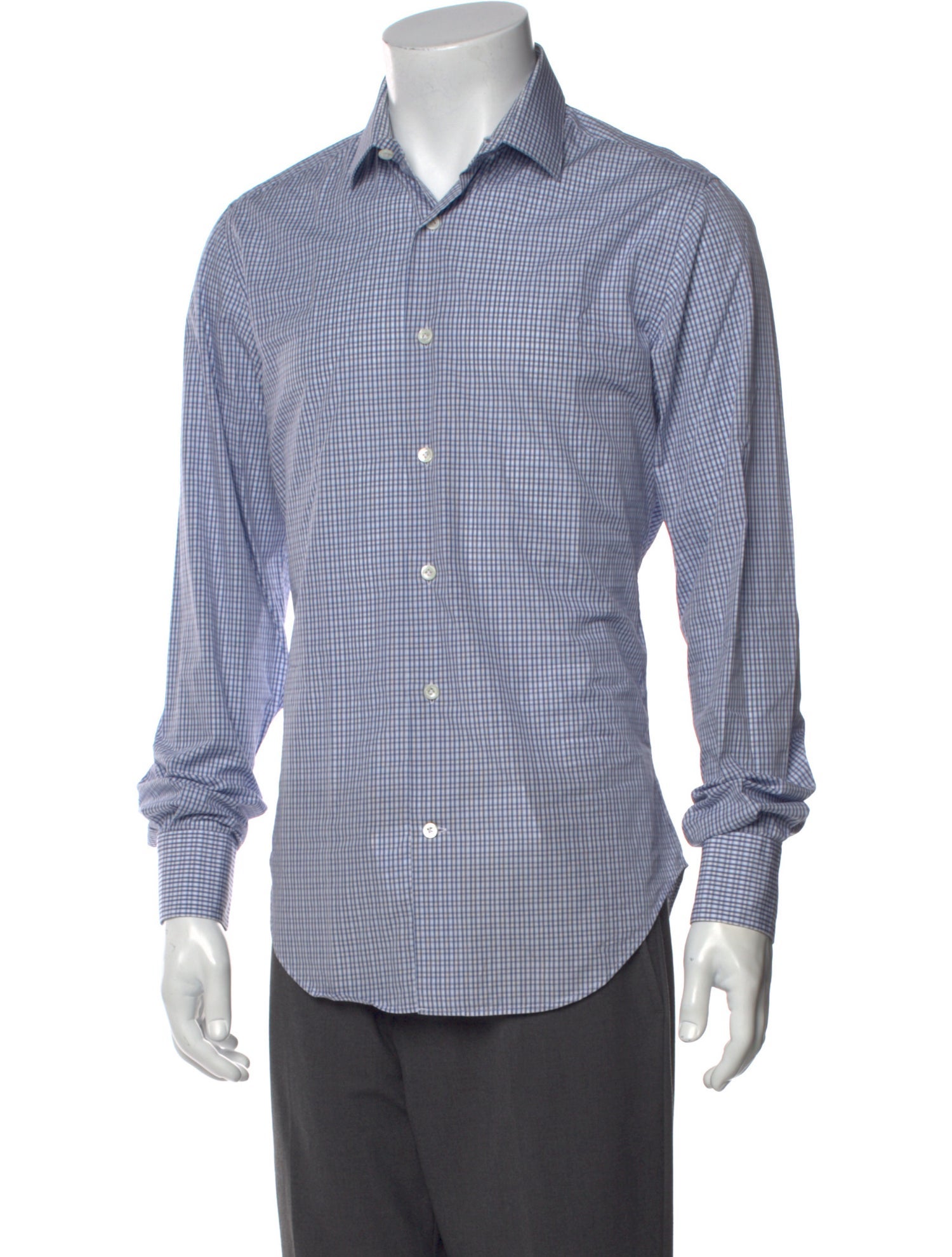 Lanvin Plaid Print Long Sleeve Dress Shirt