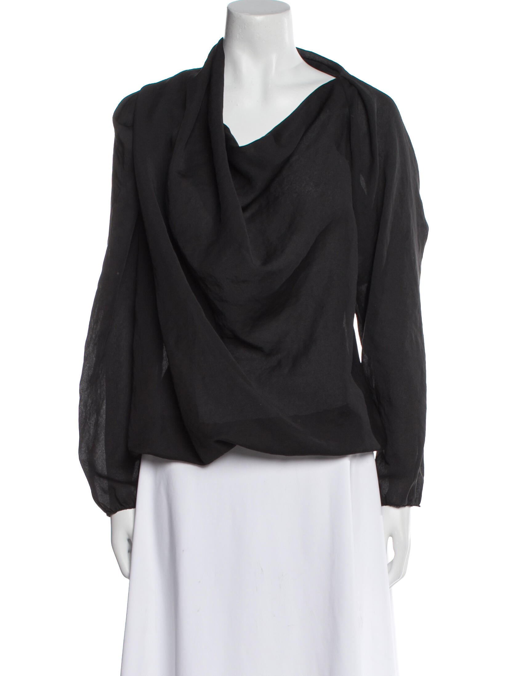 Lanvin Cowl Neck Long Sleeve Blouse