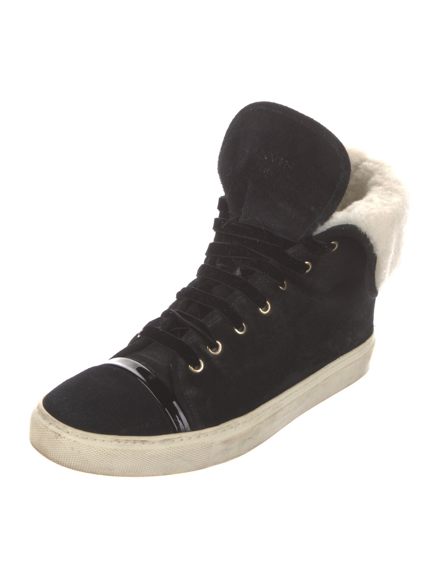 Lanvin Suede Fur Trim Sneakers