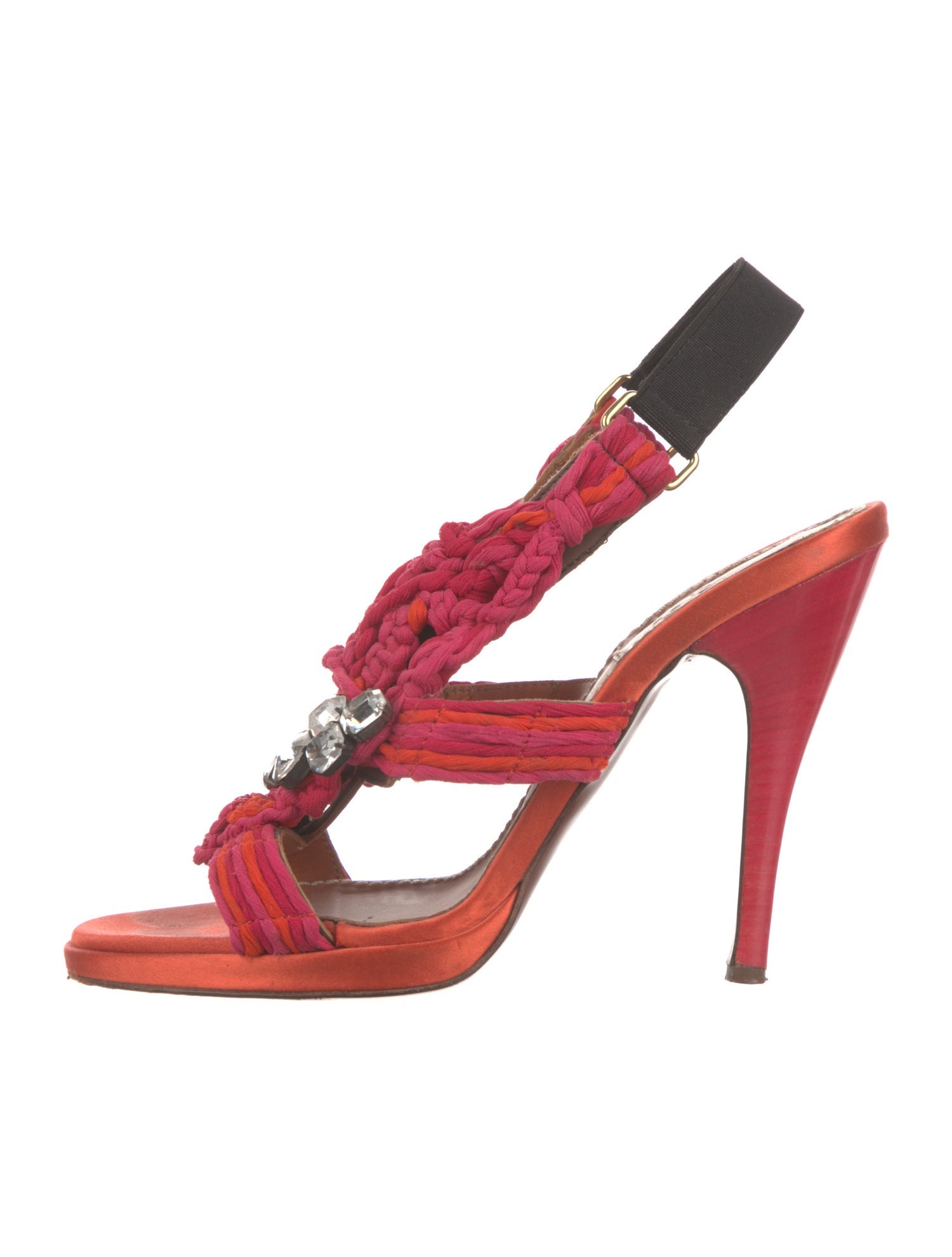 Lanvin Canvas Floral Print Slingback Sandals