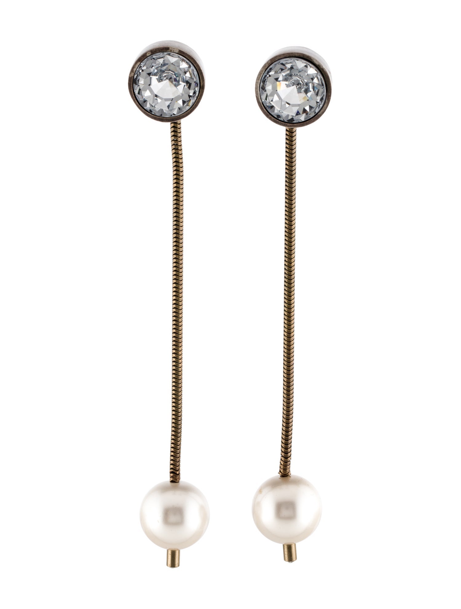 Lanvin Faux Pearl & Crystal Drop Earrings