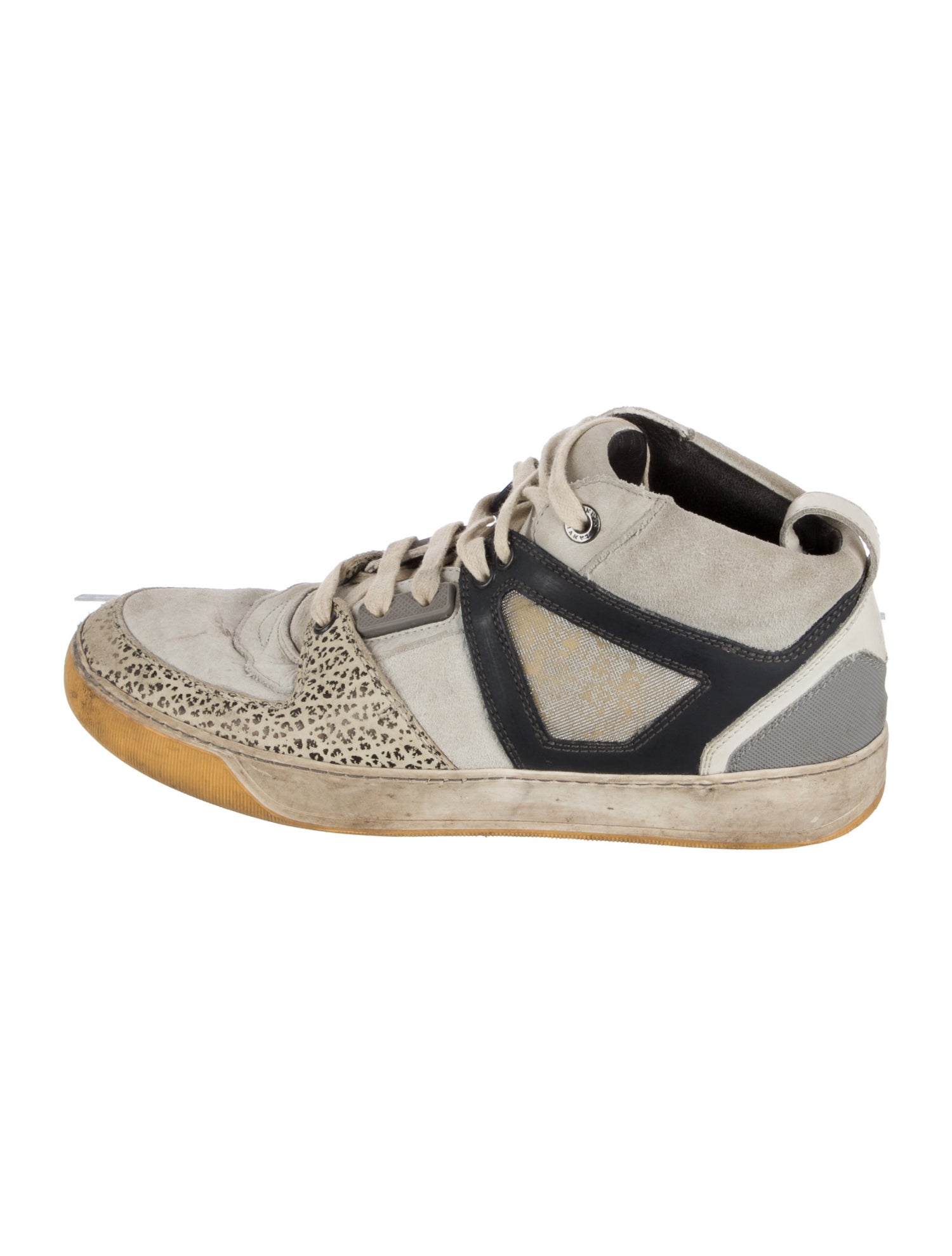 Lanvin Suede Printed Wedge Sneakers
