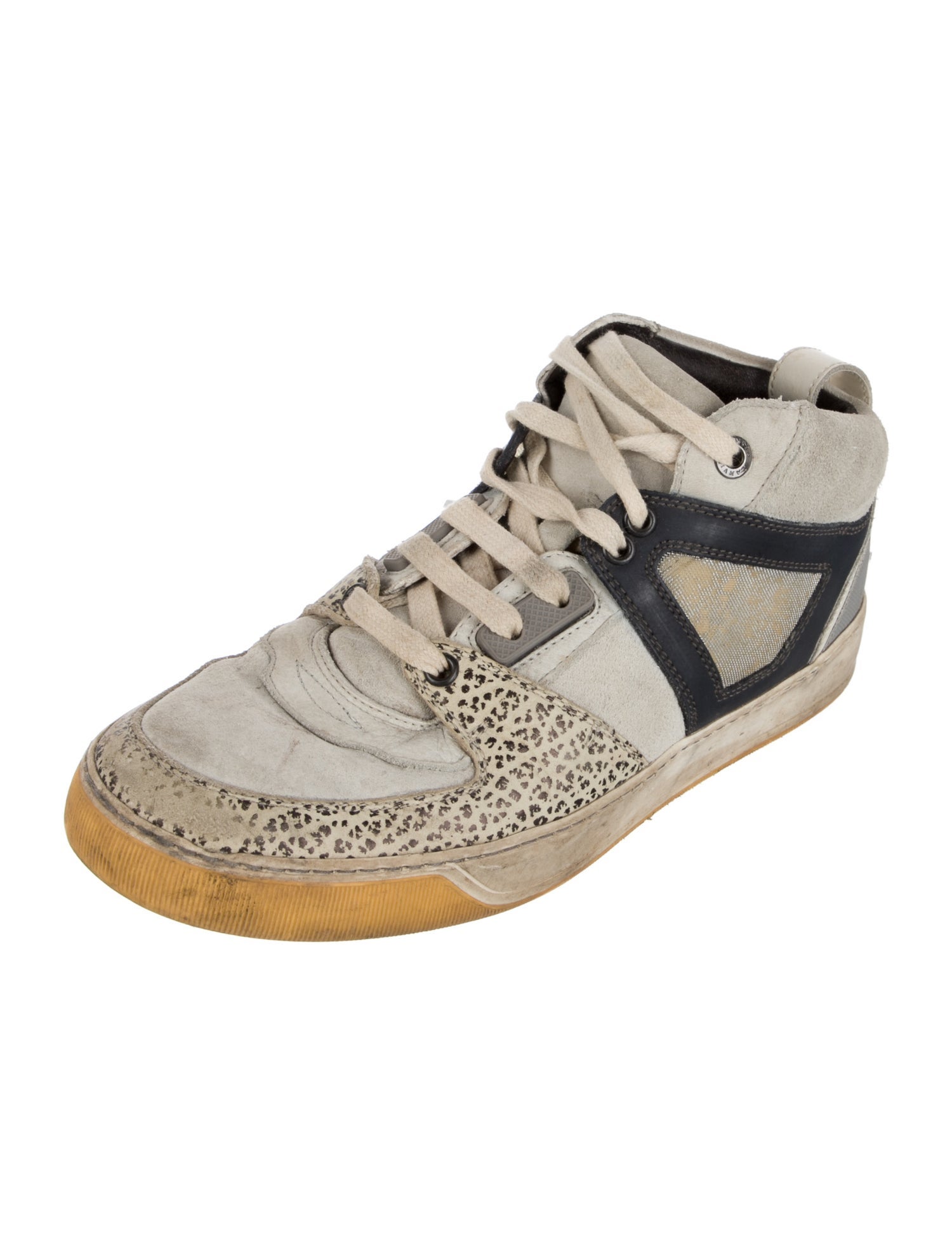 Lanvin Suede Printed Wedge Sneakers