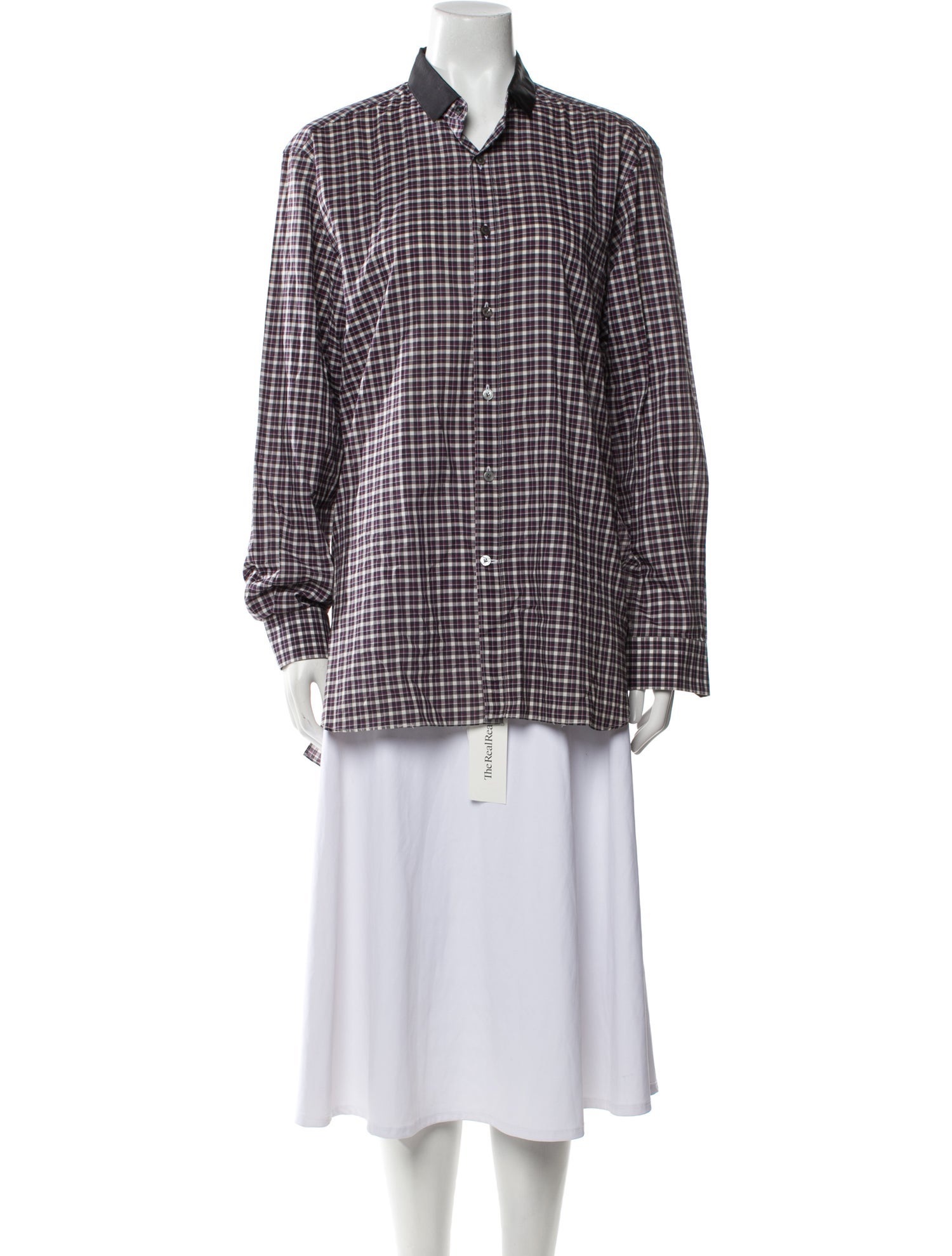 Lanvin Plaid Print Long Sleeve Button-Up Top