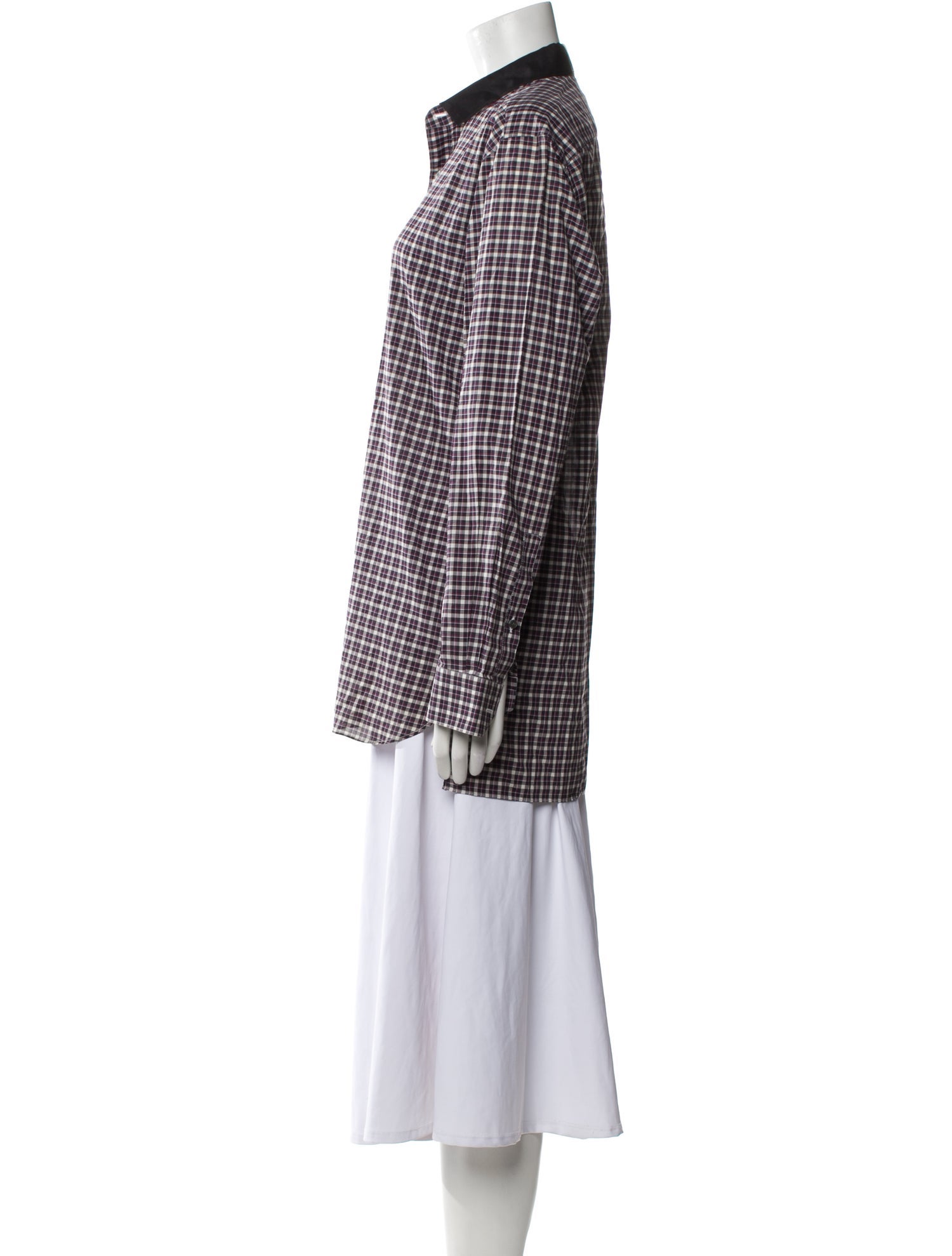 Lanvin Plaid Print Long Sleeve Button-Up Top