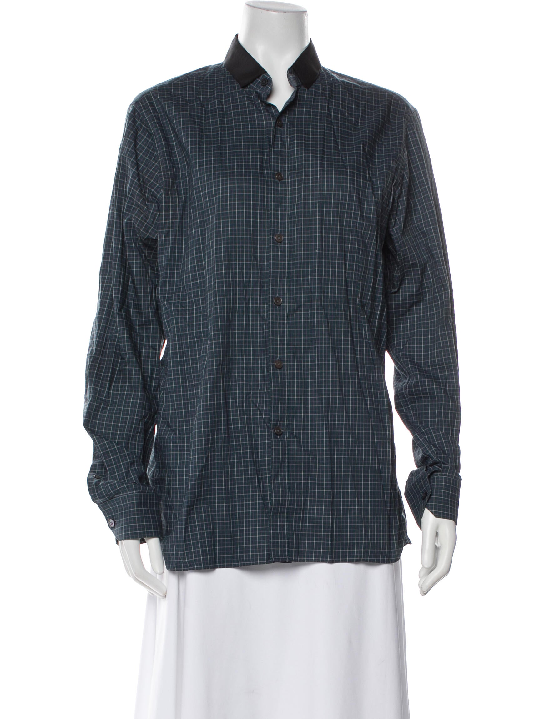 Lanvin Plaid Print Long Sleeve Button-Up Top