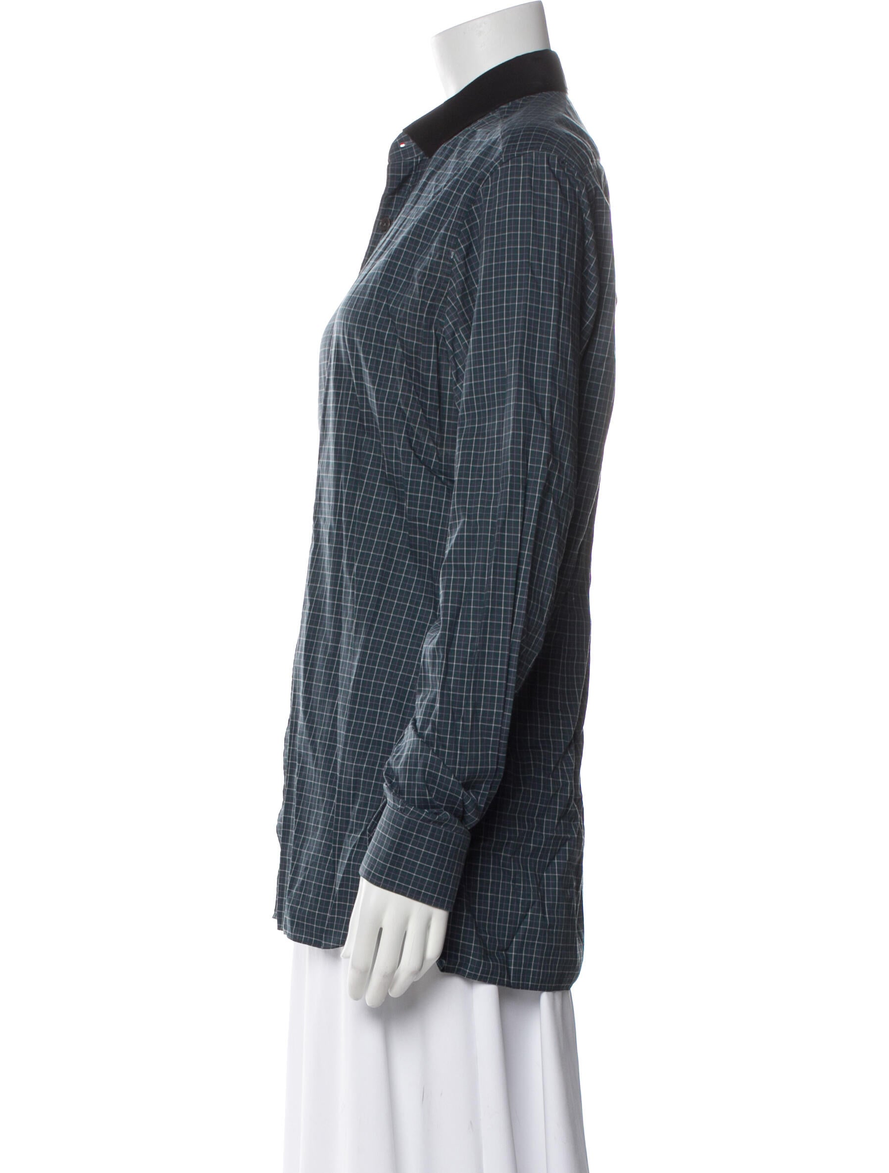 Lanvin Plaid Print Long Sleeve Button-Up Top